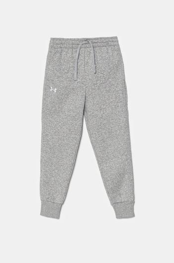 Detské tepláky Under Armour UA Rival Fleece šedá farba, jednofarebné