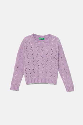 Detský sveter United Colors of Benetton fialová farba, 16CLG100O