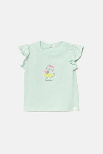 Detské bavlnené tričko United Colors of Benetton zelená farba, 3096A106F