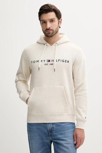 Mikina Tommy Hilfiger tyrkysová farba, s kapucňou, s nášivkou, MW0MW11599