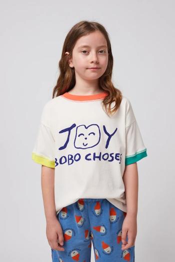 Detské bavlnené tričko Bobo Choses Smiling biela farba, s potlačou, 125AC014
