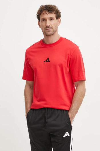 Bavlnené tričko adidas Essential pánske, červená farba, s nášivkou, JF1095