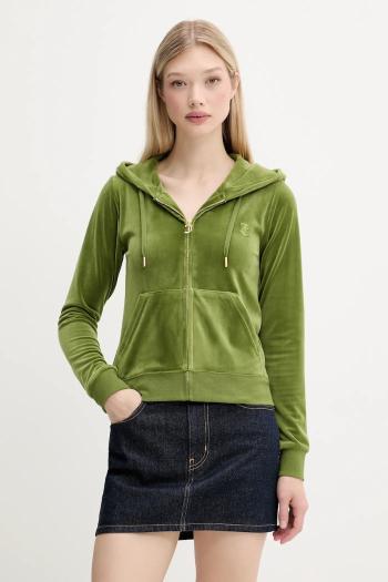 Mikina Juicy Couture ROBERTSON HOODIE zelená farba, s kapucňou, s nášivkou, JCAP176G