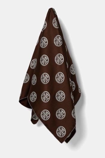 Hodvábna šatka Tory Burch Medallion hnedá farba, vzorovaná, 171200-200
