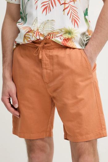 Ľanové šortky Pepe Jeans RELAXED LINEN SMART SHORTS oranžová farba, PM801093