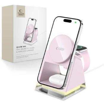 Tech-Protect A43 MagSafe bezdrôtová nabíjačka na mobil / Apple Watch / AirPods 15W, ružová