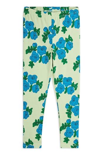 Detské bavlnené legíny Mini Rodini Blue roses zelená farba, vzorované, 2523011875