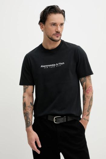 Bavlnené tričko Abercrombie & Fitch pánske, čierna farba, s nášivkou, KI175-5130