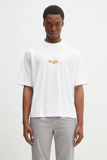 Bavlnené tričko Marcelo Burlon County Flame Boxy T-Shirt White Red pánske, biela farba, vzorované, CMAA05AS25JER0070125