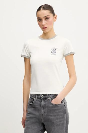 Bavlnené tričko Guess Jeans dámske, béžová farba, W5GI35 KCTX1
