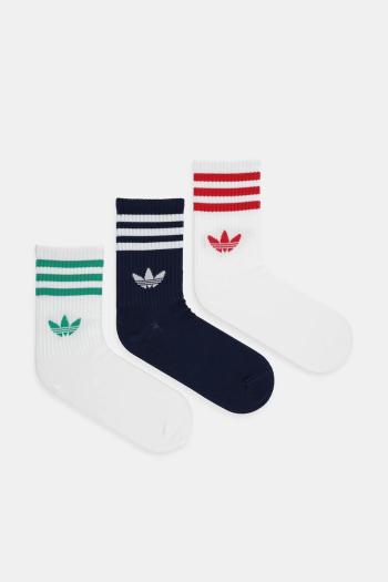 Ponožky adidas Originals 3-Stripes 3-pak biela farba, JV7408