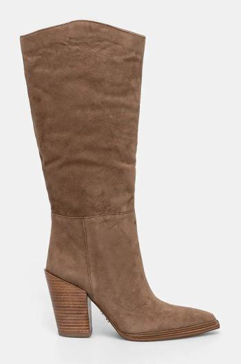 Semišové čižmy Steve Madden Bronty dámske, hnedá farba, na podpätku, SM11003353