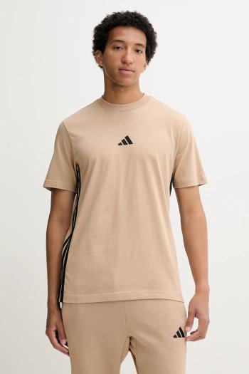 Bavlnené tričko adidas Essentials pánske, béžová farba, s nášivkou, JX0734