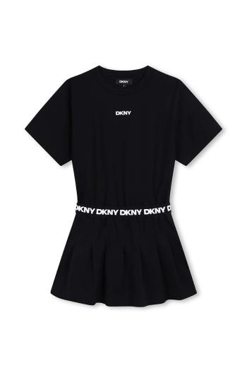 Dievčenské šaty Dkny čierna farba, mini, áčkový strih, D62018