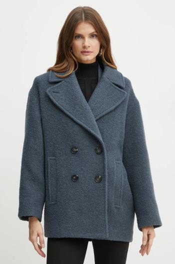 Vlnený kabát Patrizia Pepe šedá farba, prechodný, oversize, 2O0157 A489