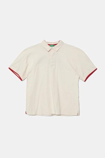Bavlnené polo tričko United Colors of Benetton béžová farba, jednofarebná, 3MI5C301U