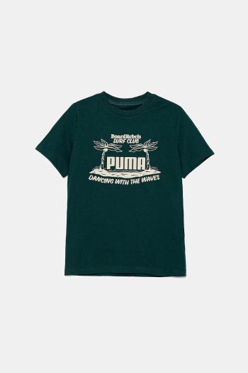 Detské bavlnené tričko Puma MID90S Graphic Tee III zelená farba, s potlačou, 685152