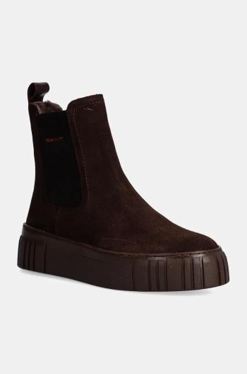 Semišové topánky chelsea Gant Snowmont dámske, hnedá farba, na platforme, jemne zateplené, 29553786 G896
