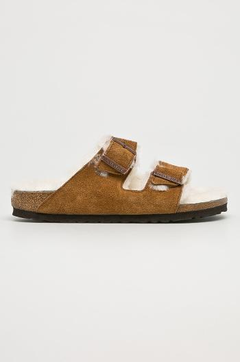 Semišové papuče Birkenstock Arizona hnedá farba
