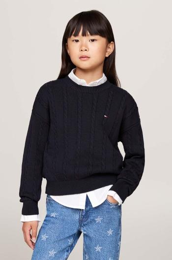 Detský bavlnený sveter Tommy Hilfiger tmavomodrá farba, KG0KG08547