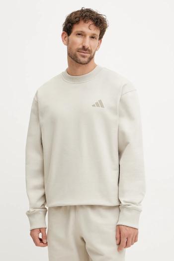 Bavlnená mikina adidas x Mercedes pánska, béžová farba, s potlačou, JW3091