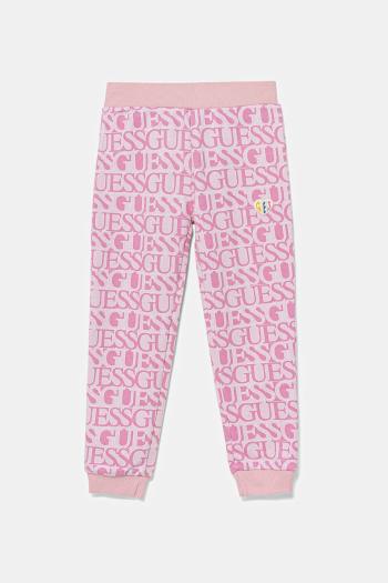 Detské tepláky Guess ružová farba, vzorované, K5YQ13 KAD74