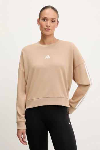 Mikina adidas 3-Stripes béžová farba, s nášivkou, JX7629