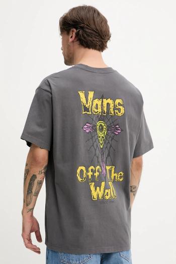 Bavlnené tričko Vans pánske, šedá farba, s potlačou, VN000NWN1O71