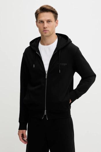 Bavlnená mikina Armani Exchange čierna farba, s kapucňou, jednofarebná, XM001293 AF20934