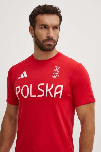 Tréningové tričko adidas Performance HIIT Polska červená farba, s potlačou, JF6680