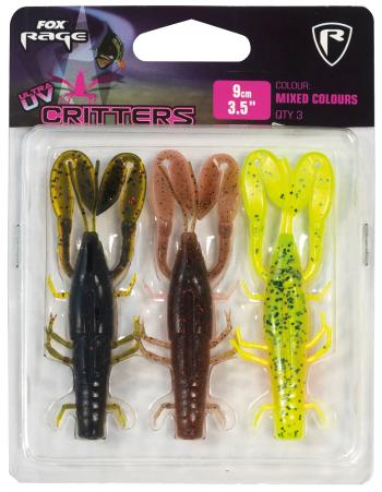 Fox rage gumová nástraha critters mixed uv colour packs 3 ks-dĺžka 9 cm