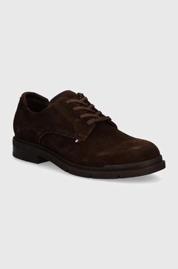 Semišové poltopánky Tommy Hilfiger FLEXIBLE HILFIGER SDE DERBY SHOE pánske, hnedá farba, FM0FM05087