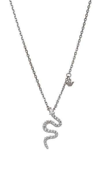 Emporio Armani Dámsky strieborný náhrdelník Had so zirkónmi EG3611040