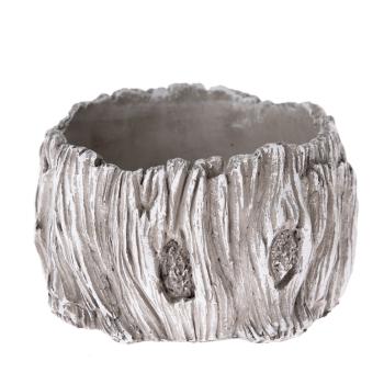 Ghiveci din beton Decor scoarță de copac, gri, 17 x 10 cm, gri, diam. 17 cm