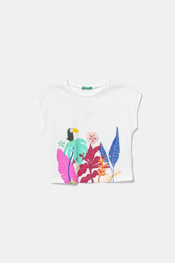 Detské bavlnené tričko United Colors of Benetton biela farba, 3I1XG10JH
