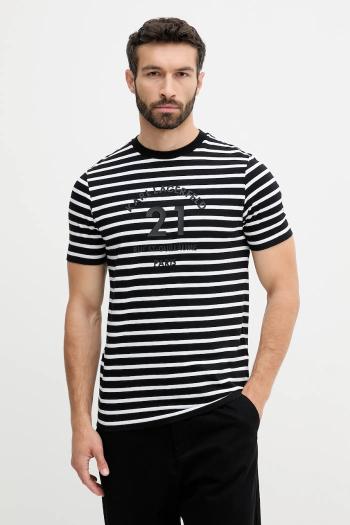 Bavlnené tričko Karl Lagerfeld pánske, čierna farba, vzorované, 553225.755030