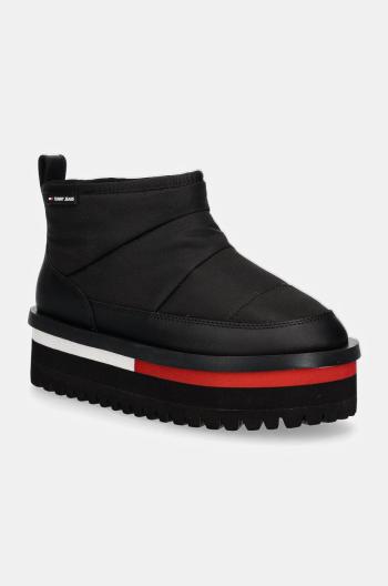Snehule Tommy Jeans TJW NYLON FLATFORM BOOT WL čierna farba, EN0EN02689