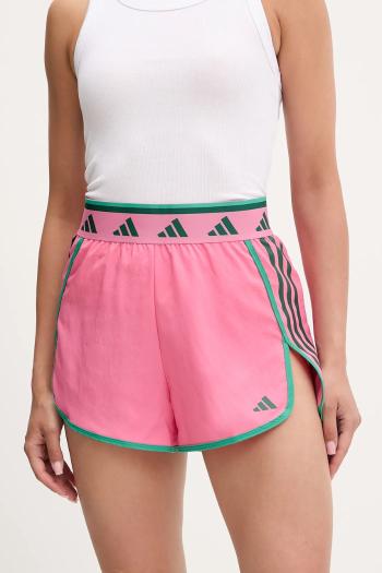 Tréningové šortky adidas Performance Hyperglam ružová farba, vzorované, vysoký pás, JE8828