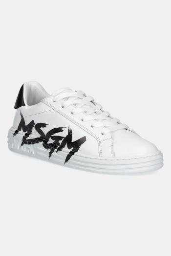 Kožené tenisky MSGM biela farba, 3841MDS506