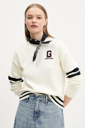 Bavlnený sveter Guess Jeans dámsky, béžová farba, tenký, W5GR01 Z3HM1