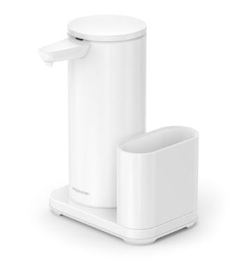Bezdotykový dávkovač mydla Simplehuman 414 ml + držiak na hubku biela oceľ SHST1081