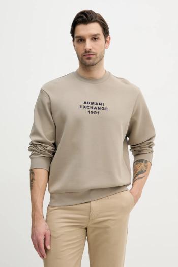 Mikina Armani Exchange pánska, béžová farba, s nášivkou, XM000460 AF10818