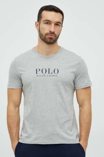 Bavlnené pyžamové tričko Polo Ralph Lauren šedá farba,s potlačou,714899613