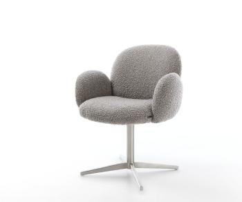 Nube-Flex jedálenská stolička s podrúčkami bouclé striebornošedá