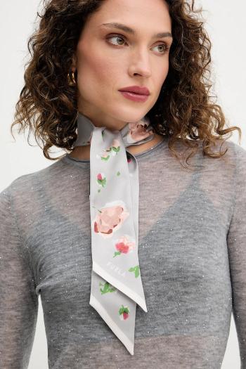 Hodvábna šatka Furla šedá farba, vzorovaná, WT00022.BX3856.3389S