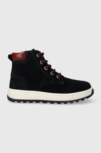 Detské semišové poltopánky Pom D'api FLOW BOOTS tmavomodrá farba