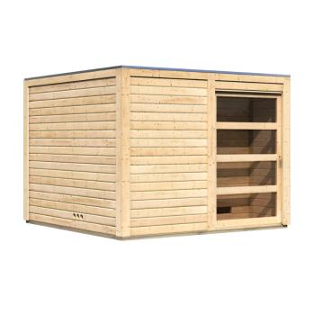 Vonkajšia fínska sauna s predsieňou 276 x 276 cm Dekorhome Smrk