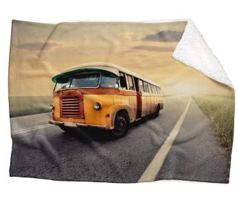 Deka Retro autobus  (Rozmer: 200 x 140 cm, Podšitie baránkom: ÁNO)