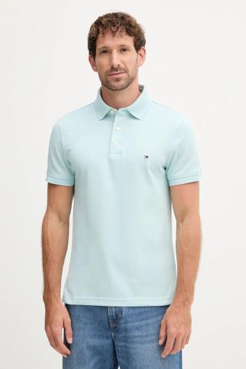 Polo tričko Tommy Hilfiger pánske, zelená farba, jednofarebné, MW0MW17771