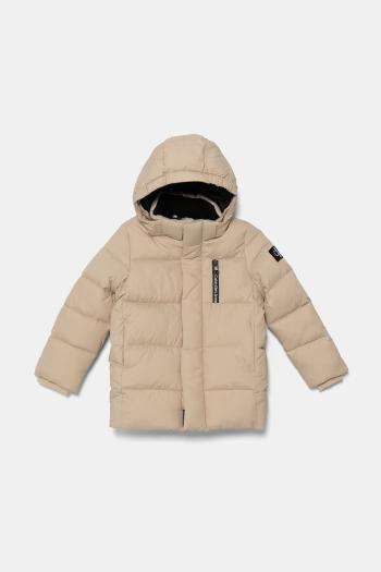 Detská zimná bunda Calvin Klein Jeans béžová farba, IB0IB01276